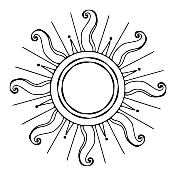 Sun Cute Mystical Occultism Doodle Digital Art Print Stickers Tattoos — Stock Photo, Image
