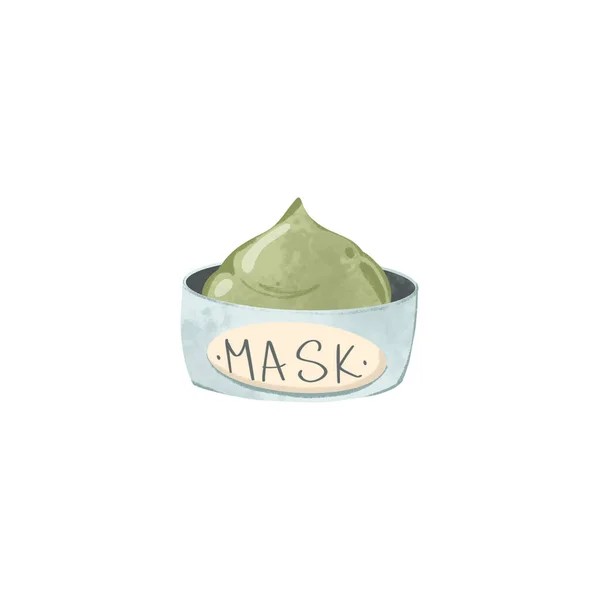 Clay Zielona Maska Niebieskim Słoiku Cute Tekstury Cyfrowej Sztuki Drukowanie — Zdjęcie stockowe