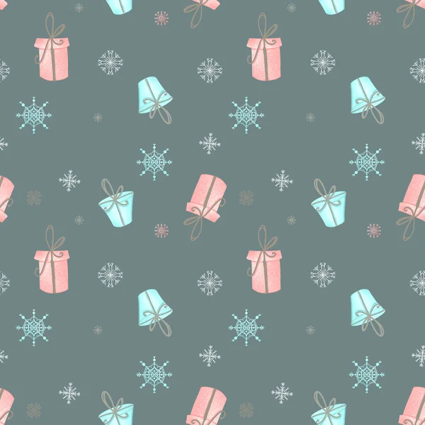 Regalo Navidad Copos Nieve Sin Costuras Textura Cuadrada Textural Arte —  Fotos de Stock