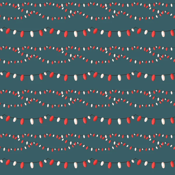 Ghirlanda Natale Lampadine Ovali Bordo Senza Soluzione Continuità Modello Quadrato — Foto Stock