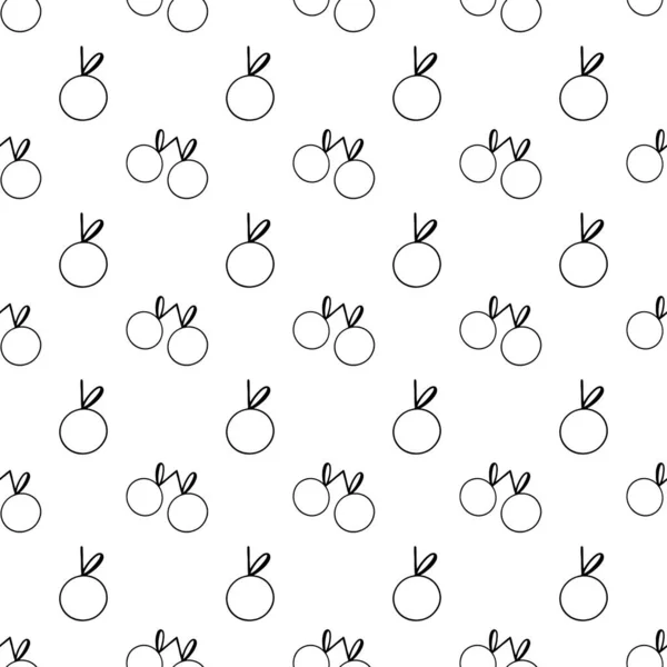 Cherry Χαριτωμένο Ψηφιακή Τέχνη Doodle Αδιάλειπτη Περίγραμμα Μοτίβο Λευκό Φόντο — Φωτογραφία Αρχείου