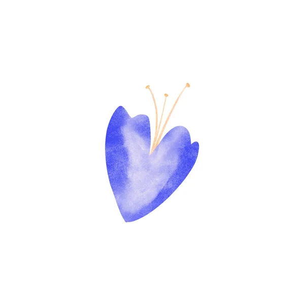 蓝花简单可爱的水彩纹理数码艺术 印刷卡片 邀请函 包装纸 纺织品 — 图库照片