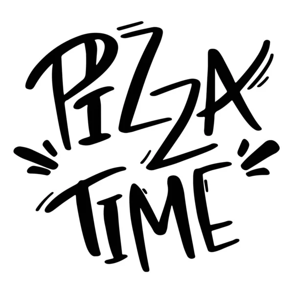 Lettering Pizza Time Handmade Outline Doodle Digital Art Print Cards — Stock Photo, Image