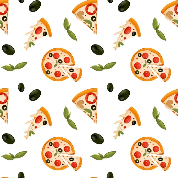 Pizza Luminosa Materasso Digitale Trama Digitale Fondo Bianco Stampa Banner — Foto Stock