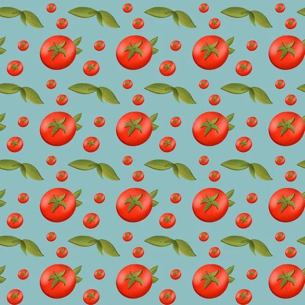 Bright Tomato Texture Seamless Digital Pattren Blue Background Print Banners — Stock Photo, Image