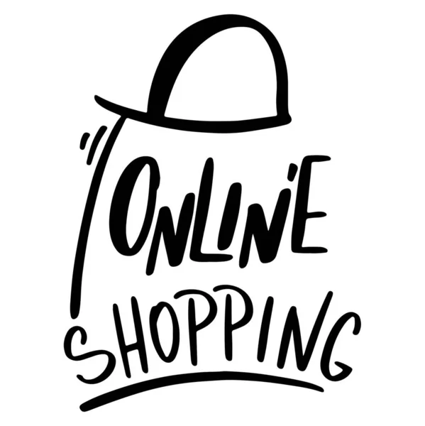 Lettering Words Online Shopping Cute Outline Digital Art Печать Наклеек — стоковое фото