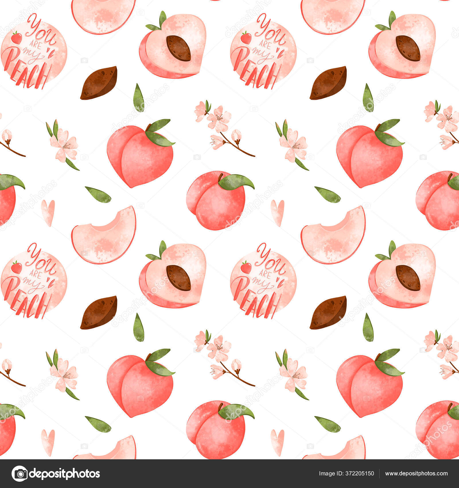 Peaches and Eggplants Emojis Pattern Art Print