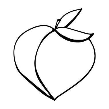 Dijital sanat, sevimli dış hatlar, şeftali ve yaprak. Kumaşlar, ambalaj kağıdı, kapaklar, kartlar, davetiye kartları, posterler, afişler, web tasarımı.