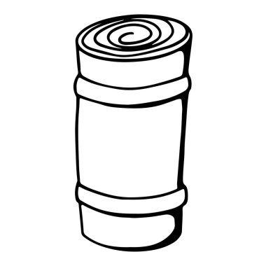 Dijital illüstrasyon karalama ana hatları lastik bantlı bir rulo içinde tek hasırlı yoga minderi. Çıkartmalar, posterler, afişler, davetiyeler, iş yerleri, kumaşlar ve giysiler için yazdır.