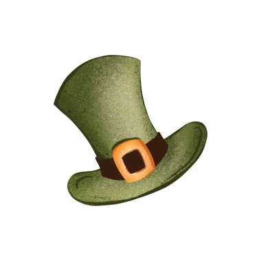 Şirin bir kitapçının dijital çizimi mutlu Aziz Patrick günü yeşil leprikon şapkası. Kart, pankart, poster, web tasarımı, tekstil, restoran ve tabela baskısı.