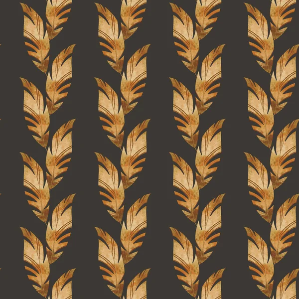 Beige Dry Tropical Palm Leaf Cute Seamless Patten Dark Background — Stock Photo, Image