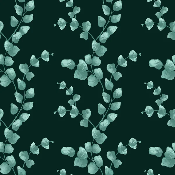 Digital Konst Söt Texturala Sömlösa Mönster Eukalyptus Blad Och Grenar — Stockfoto