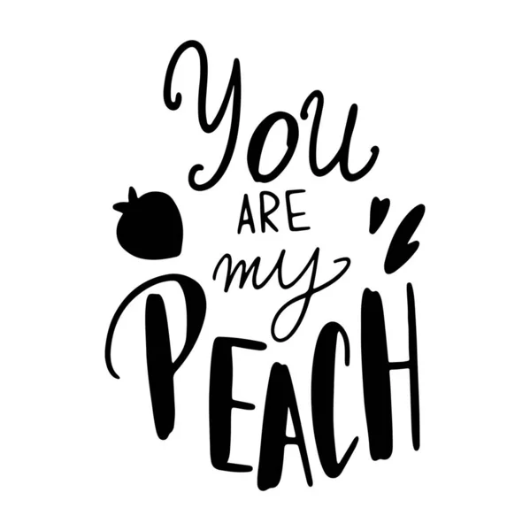 Digital Art Cute Contour Doodle Hand Lettering You Peach Valentine — стоковое фото