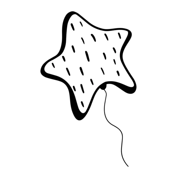 Ilustração Digital Simples Preto Doodle Linha Balão Uma Corda Salpicada — Fotografia de Stock