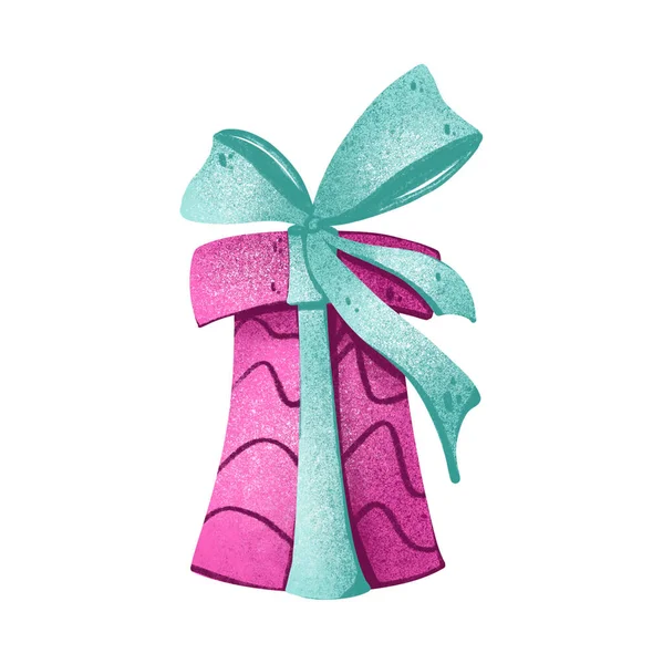 Caixa Presente Rosa Ilustração Brilhante Textura Digital Com Grande Arco — Fotografia de Stock