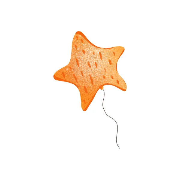 Цифровая Текстура Яркая Иллюстрация Оранжевый Воздушный Звёздный Шар Детского Украшения — стоковое фото