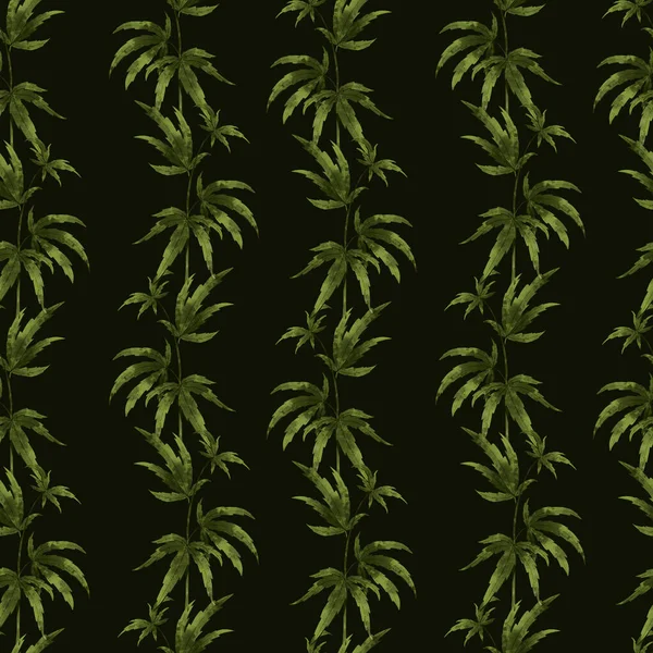 Digital Illustration Beauty Trending Seamless Pattern Green Juicy Hemp Leaves — Stock Photo, Image