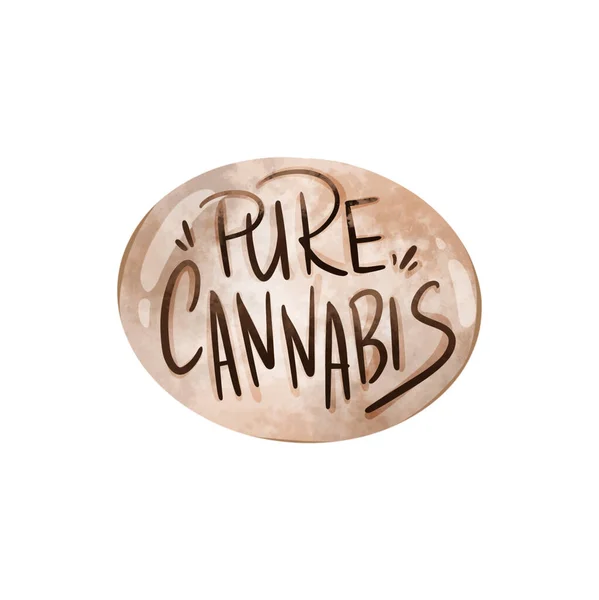 Digital Illustration Beauty Modern Oval Emblem Hand Lettering Pure Cannabis — Stock Photo, Image