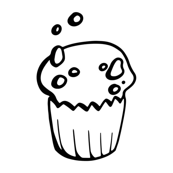 Ilustración Digital Doodle Contour Black Handmade Cute Muffin Impresión Para — Foto de Stock