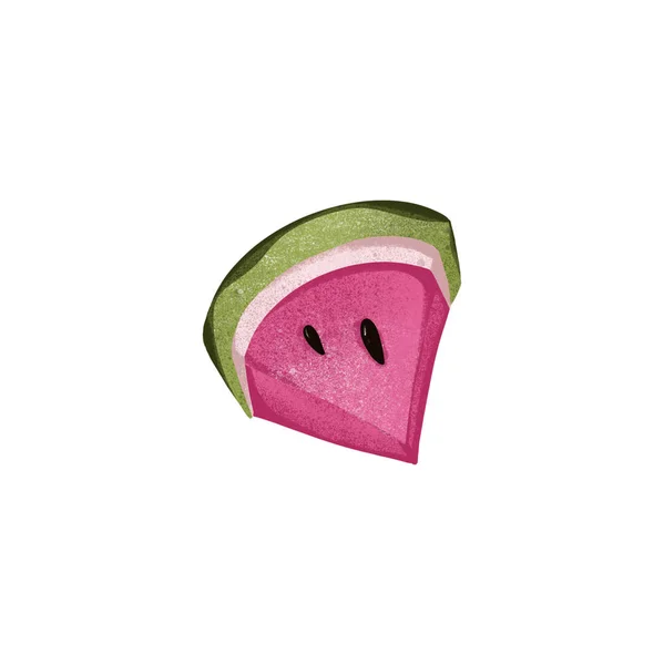 一个结构明亮的粉红色多汁三角形西瓜片的数字图像 用于贴纸 网页设计的印刷品 — 图库照片