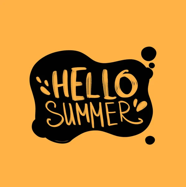 Digital Illustration Handwritten Black Inscription Hello Summer Droplets Drop Brightly — Stock Photo, Image