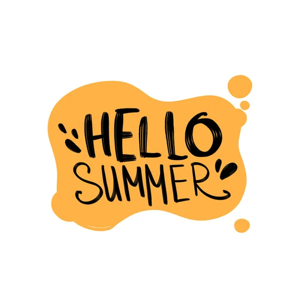 Digital Illustration Handwritten Black Inscription Hello Summer Droplets Drop Brightly — Stock Photo, Image