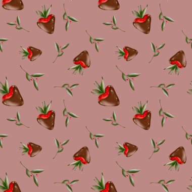 Tatlı bir sevgililer günü çikolatalı çileğinin dijital çizimi. Çıkartmalar, kartlar, baskılar, posterler, kapaklar, kumaşlar için kalem biçiminde çizilmiş.