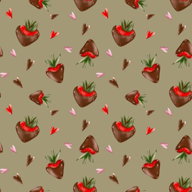 Tatlı bir sevgililer günü çikolatalı çileğinin dijital çizimi. Çıkartmalar, kartlar, baskılar, posterler, kapaklar, kumaşlar için kalem biçiminde çizilmiş.