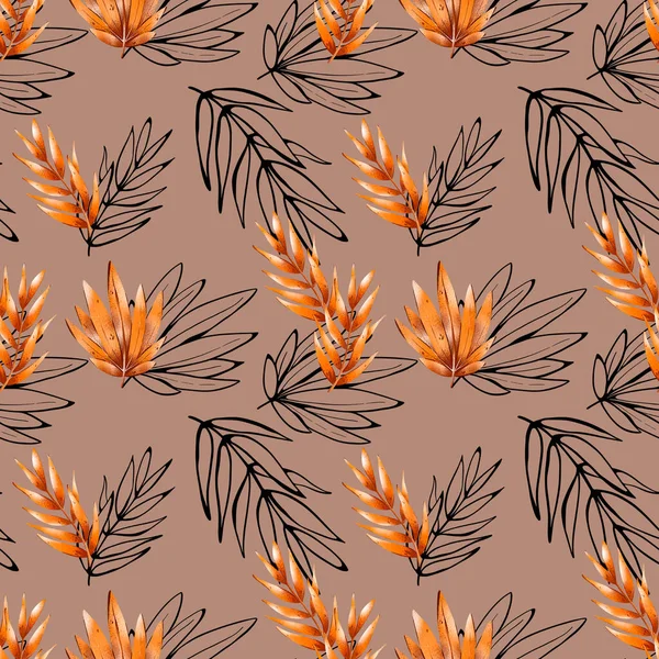 Digital Flat Illustration Seamless Pattern Single Exotic Unusual Orange Cute — Stock Photo, Image
