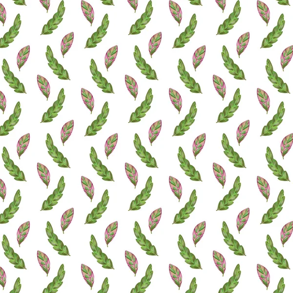 Padrão Ilustração Digital Criativo Bonito Verde Rosa Tropical Folhas Texturais — Fotografia de Stock