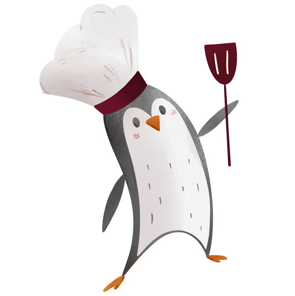 Cuisine Petit Chef Avec Pingouin Art Numérique Textural Impression Pour — Photo