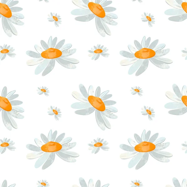Słodki Kwadrat Cichy Wzór Stokrotka Kwiat Teksturalna Sztuka Cyfrowa Białym — Zdjęcie stockowe