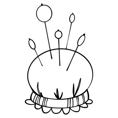 Yastık iğneleri dikmek için çok şirin. Dijital karalama sanatı. Albüm, kartlar, kumaşlar, tasarım, afişler, tekstil, boyama sayfaları için yazdır.