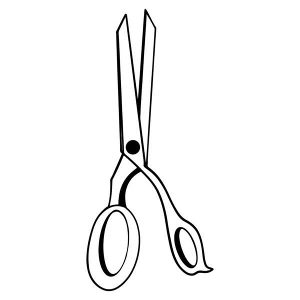 Cute Tailor Scissors Sewing Thread Digital Doodle Outline Art Print — Stock Photo, Image