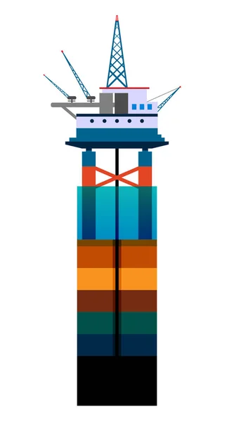 海上石油プラットフォーム。フラットの図. — ストックベクタ