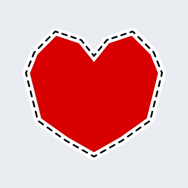 Rødt hjerte i patch stil. Klip Art for klistermærke eller pin . – Stock-vektor