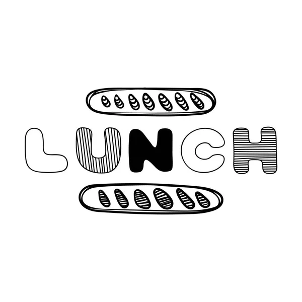 Hand dras lunch logotyp för café med bröd. — Stock vektor