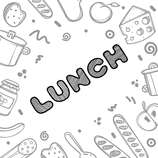 Logo déjeuner dessiné à la main pour café . — Image vectorielle