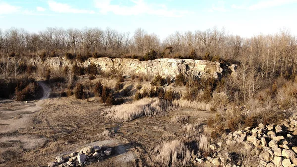 Övergav Rock Quarry Vid Solnedgången Utsikt Från Högt Över Ett — Stockfoto