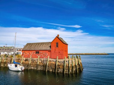 Red fishing shack in Rockport clipart