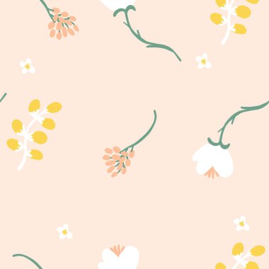 Kusursuz bebek pembe çiçek desenleri. Tekerrür eden bir doku. Pembe çiçekli, pembe bir arka plan. Moda. Botanik.