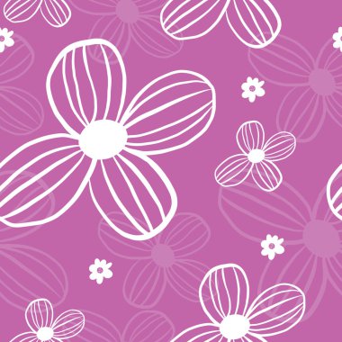 Daisy açık pembe arka planlı Yaban Çiçeği desenini tekrar et. Kusursuz çiçek deseni. Modern. Tekrarlayan dokuyu biçimlendir.