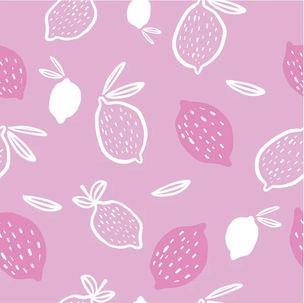 Seamless pattern of pink and white lemons - vector illustration. Childish. Scandinavian style. Stylish repeating texture. 
