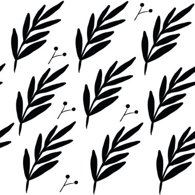 Kusursuz çiçek yaprağı deseni. Tekerrür eden bir doku. Yapraklarla tekrar eden doku. Siyah ve Beyaz.