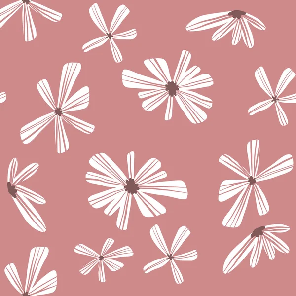 Repita el patrón de flores geométricas abstractas con fondo rosa. Patrón floral sin costuras. Textura repetitiva con estilo . — Vector de stock