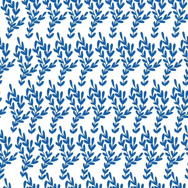 Seamless floral leaf pattern. Stylish repeating texture. Repeating texture with leaves. Blue. For textile, wallpaper. — Stockvector