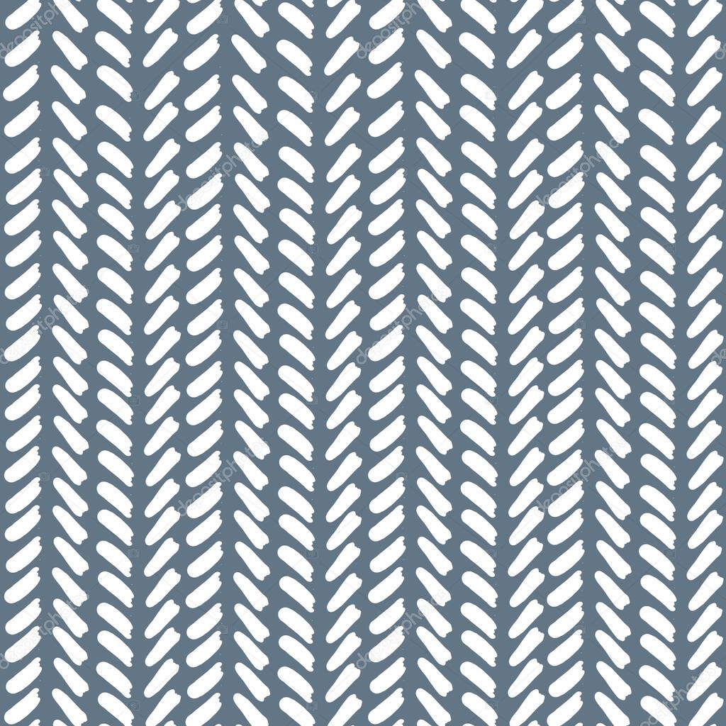 Blue Geometric Abstract V shaped Line Pattern. Seamless repeat. Blue Background White Vs.
