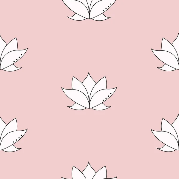 Бесшовный белый лотос цветок духовный узор на бледно-розовом фоне. Векторное повторение . — стоковый вектор