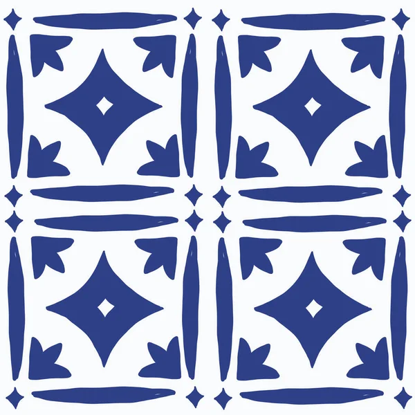 Військово-морський синьо-білий мозаїчний візерунок . — стоковий вектор