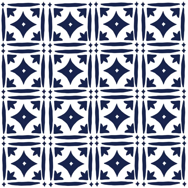 Blu navy e bianco alla moda modello mosaico. — Vettoriale Stock